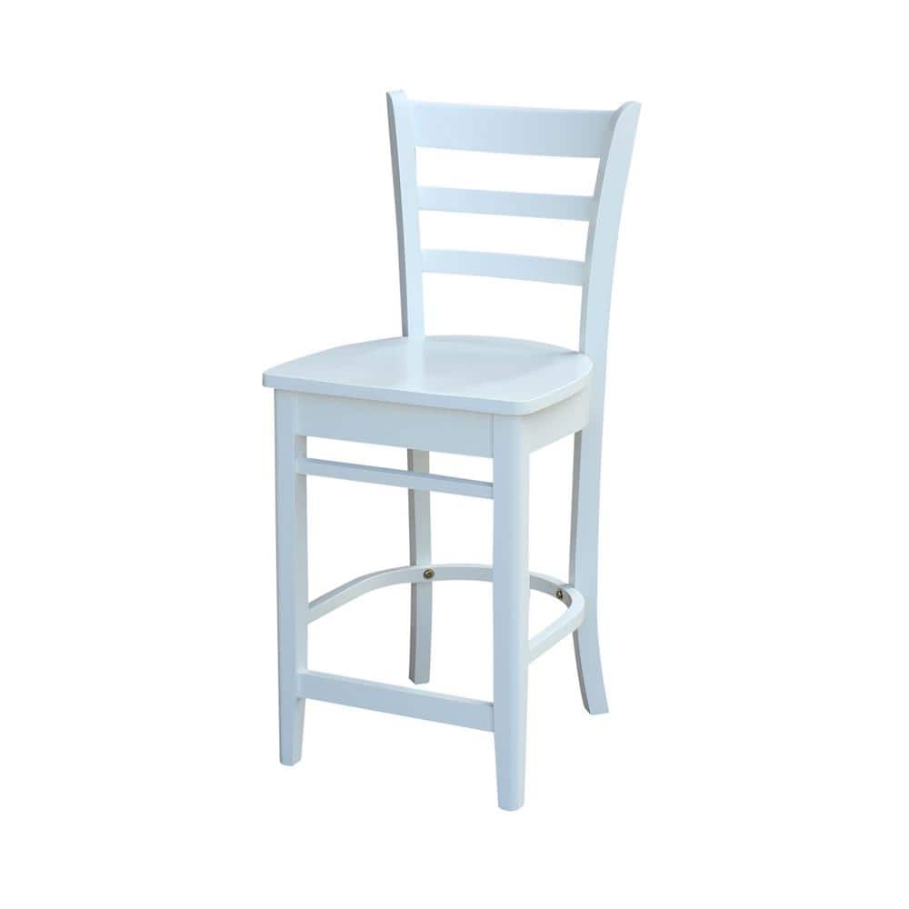Emily Solid Wood White Counter Height Barstool 41"