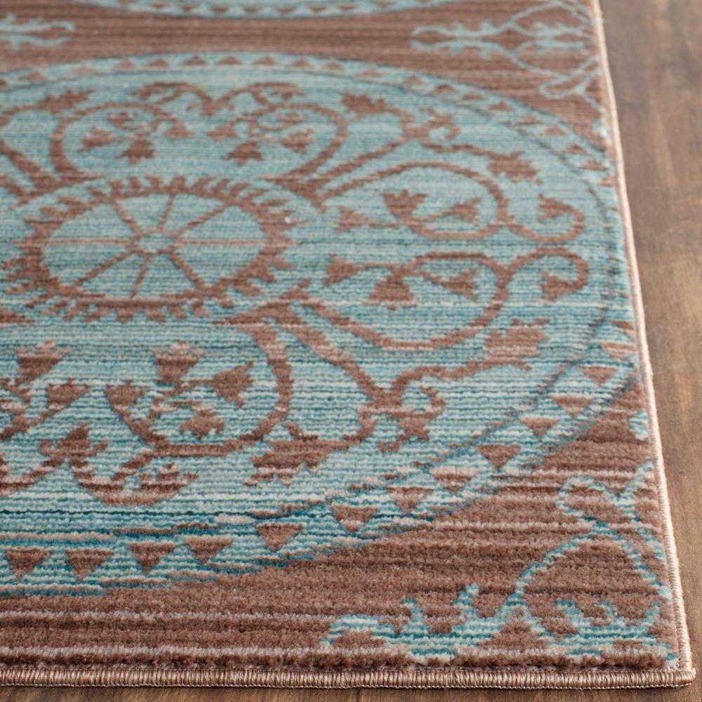 Valencia Brown and Blue 4' x 6' Synthetic Reversible Area Rug