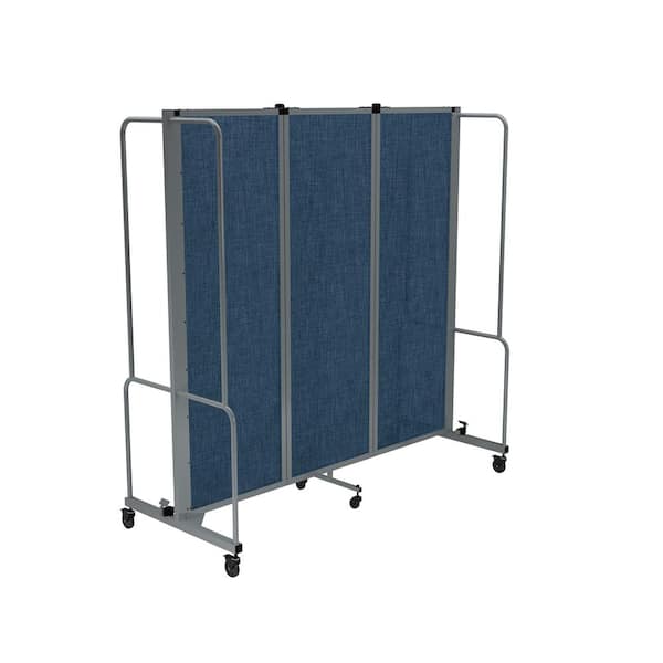 Otis Collection 3-Panel PET Room Divider, Blue/Grey