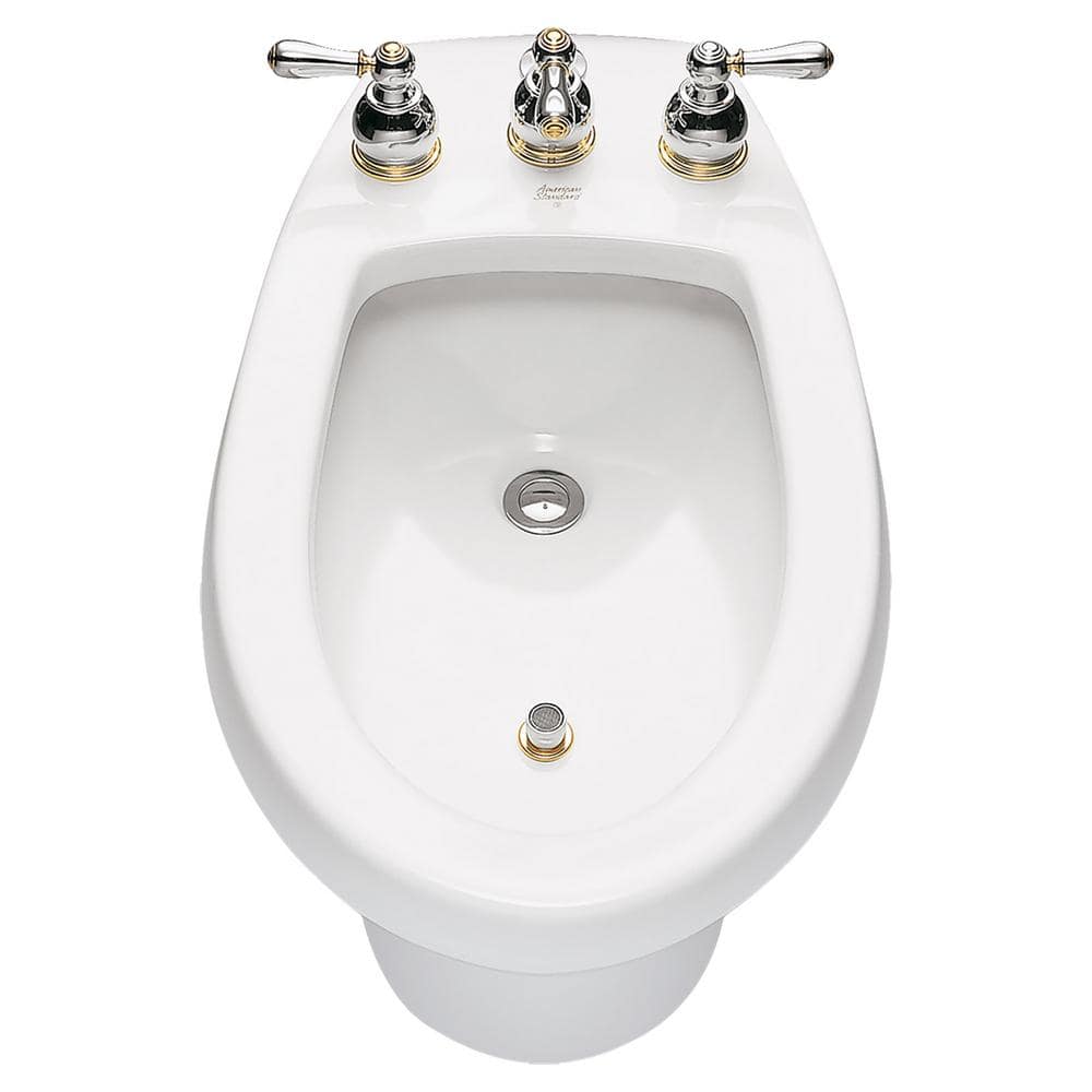 White Vitreous China Floor Mounted Bidet with Vertical Spray