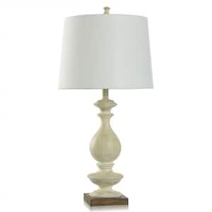 Rivers 30.5 in. Brown Candlestick Task and Reading Table Lamp for Living Room with White Linen Shade