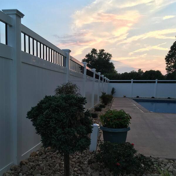 Weatherables Tuscany White Vinyl Privacy Fence Panel Kit 7x6