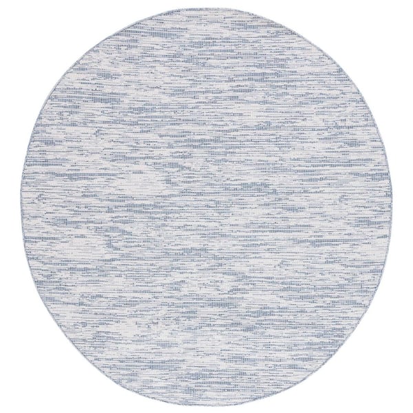 Hampton Blue 6 ft. x 6 ft. Abstract Distressed Indoor/Outdoor Round Area Rug