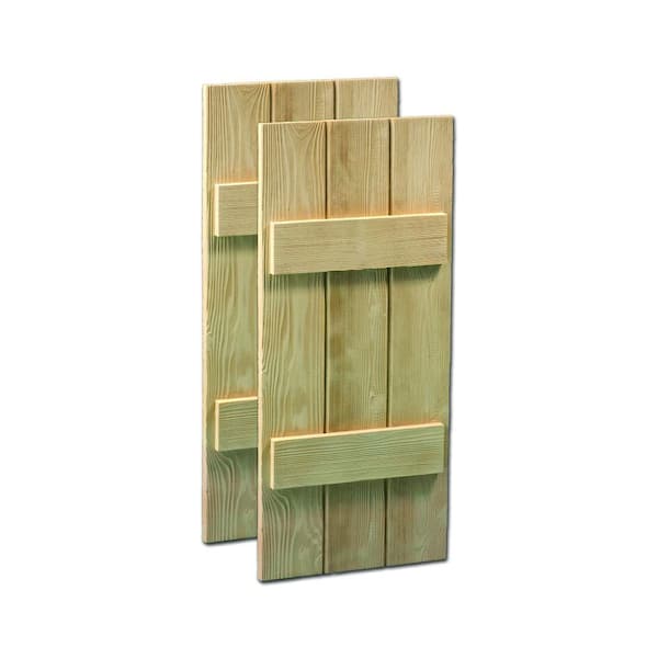 Fypon 63 in. x 14 in. x 1-1/2 in. Polyurethane Timber Board Shutters Pair