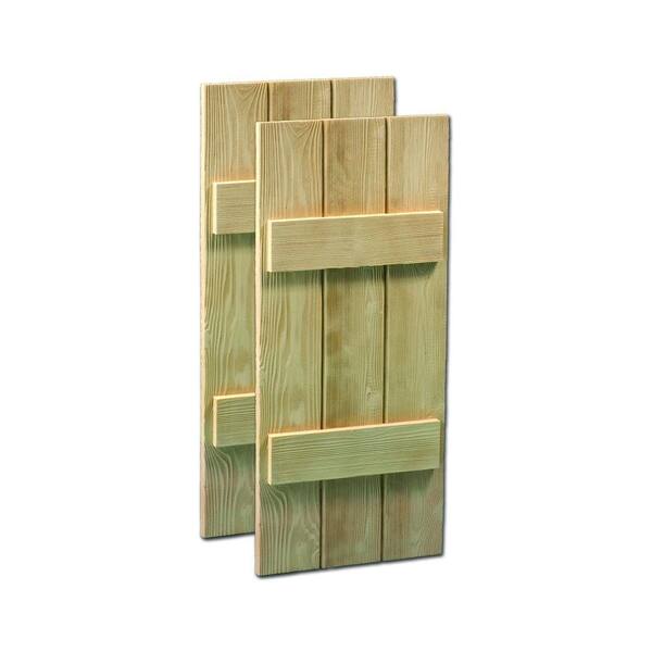 Fypon 48 in. x 16 in. x 1-1/2 in. Polyurethane Timber Board Shutters Pair