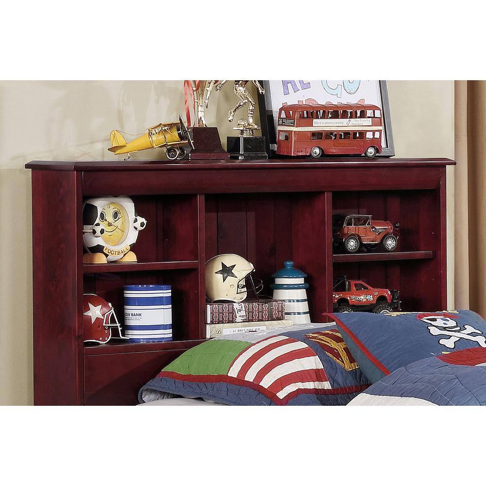 Rich Merlot Pine Twin Captain's Bed with Storage and Trundle