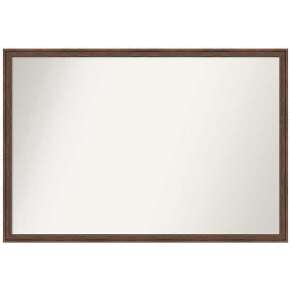 Amanti Art Florence Medium Brown 37.75 in. x 25.75 in. Non-Beveled Casual Rectangle Framed Wall Mirror in Brown