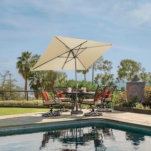 10 ft. Aluminum Rectanglar Market Patio Umbrella in Brown