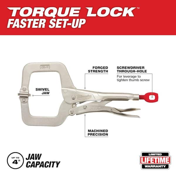 11 in. Torque Lock Locking C-Clamp with Swivel Jaws