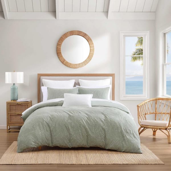 Harbor Palm 3 Piece Green 100% Cotton Full/Queen Comforter Set