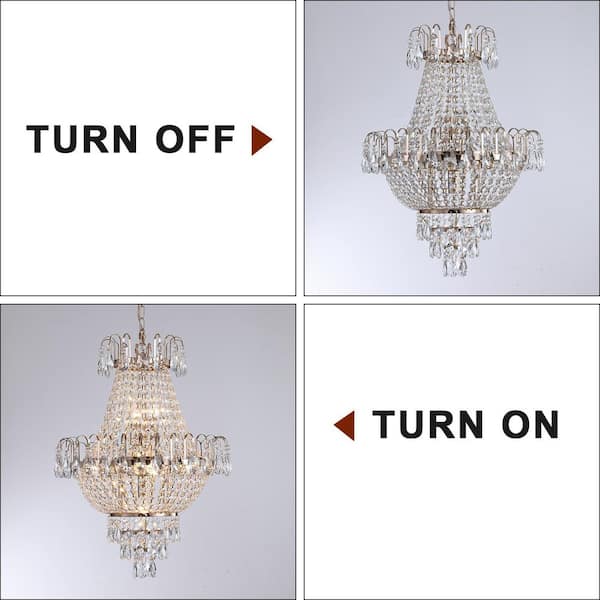 FEKZO 7-Light Gold Crystal Chandelier for Living Room, Dining Room