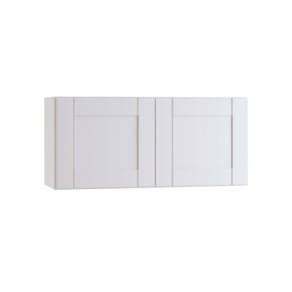 Washington Vesper White Plywood Shaker Assembled Wall Kitchen Cabinet Soft Close 30 in W x 12 in D x 15 in H