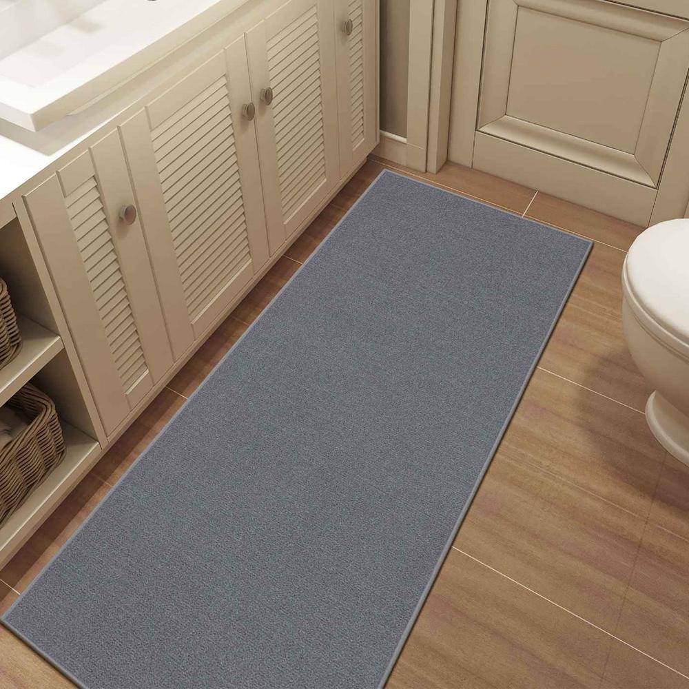 Gray Machine Washable Non-Slip Runner Rug