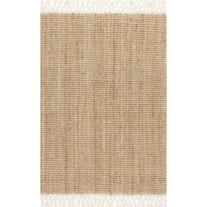 Raleigh Farmhouse Fringed Jute Tan 10 ft. x 14 ft. Area Rug