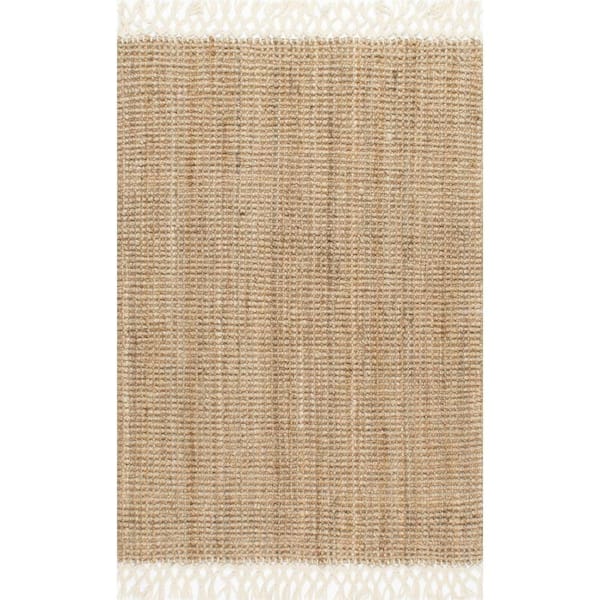 Home Decorators Collection Raleigh Farmhouse Fringed Jute Tan 10 ft. x 14 ft. Area Rug