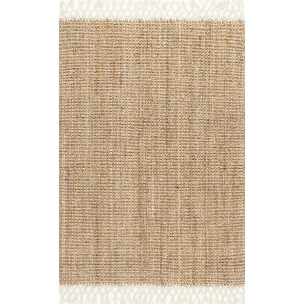 Home Decorators Collection Raleigh Farmhouse Fringed Jute Tan 5 ft. x 8