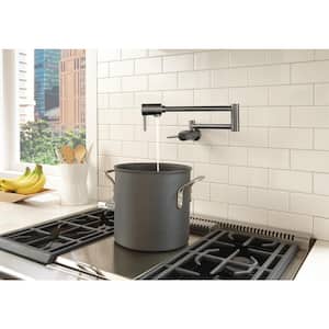 Contemporary Wall-Mount Pot Filler in Black Stainless