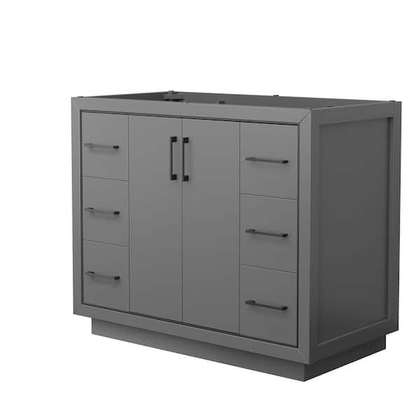 Wyndham Collection Icon 41.25 in. W x 21.75 in. D x 34.25 in. H Single Bath Vanity Cabinet without Top in Dark Gray