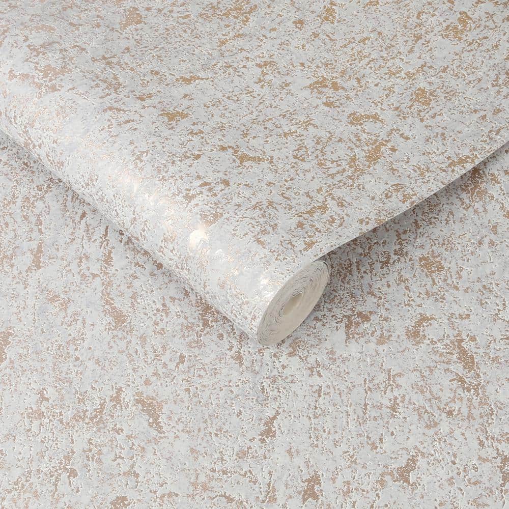 Milan Rose Gold and Grey Textured Wallpaper Roll
