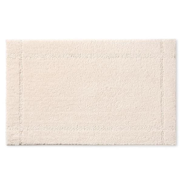 TOWN & COUNTRY LIVING Ultra Plush Solid Washable Beige 20 ft. x 32 ft. Border Bathmat Rug