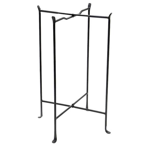 Multi Purpose Iron Outdoor Plant Stand Large Folding Floor Stand, 29.5 in Height, Black Powder Coat Finish