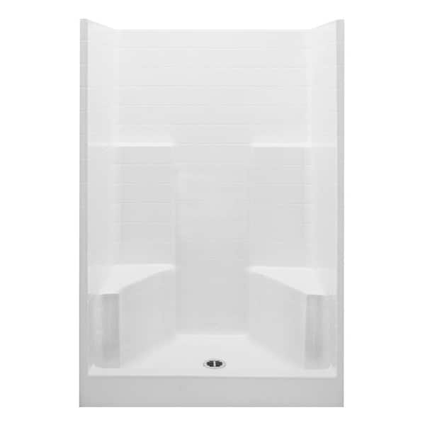 Aquatic Everyday 48 in. x 35 in. x 76 in. 1-Piece Shower Stall with 2 Seats and Center Drain in White