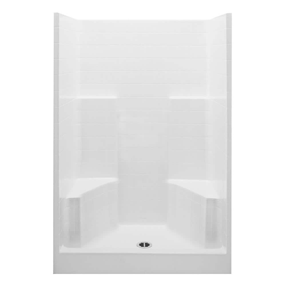 Everyday 48 in. x 35 in. x 79 in. 1-Piece Shower Stall with 2 Seats and Cen