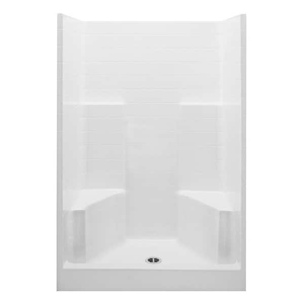 Aquatic Everyday 48 in. x 35 in. x 79 in. 1-Piece Shower Stall with 2 Seats and Center Drain in White