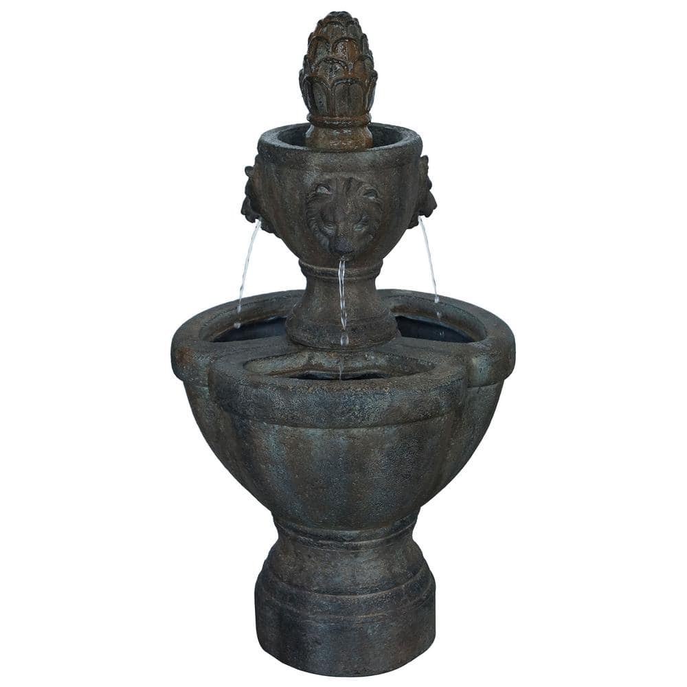32 in. 2-Tier Legal Lion's Head Outdoor Water Fountain price history on PriceWatchPro