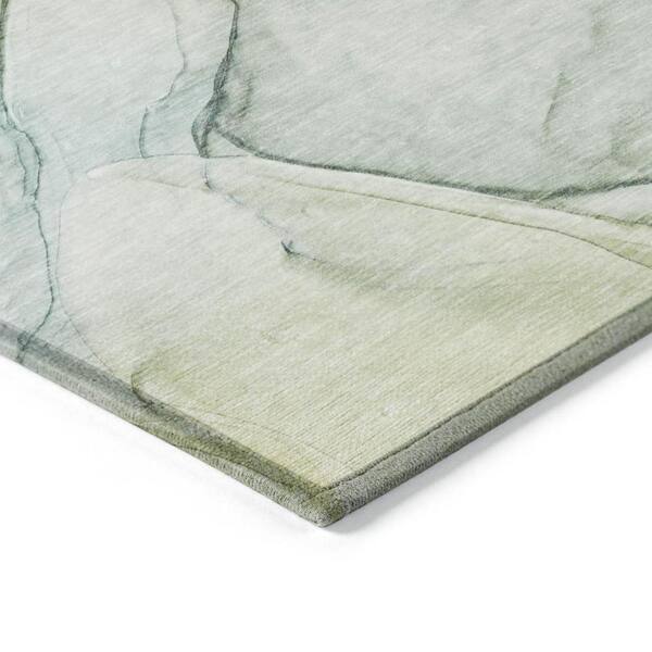 Green 2 ft. x 7 ft. Abstract Indoor / Outdoor Area Rug