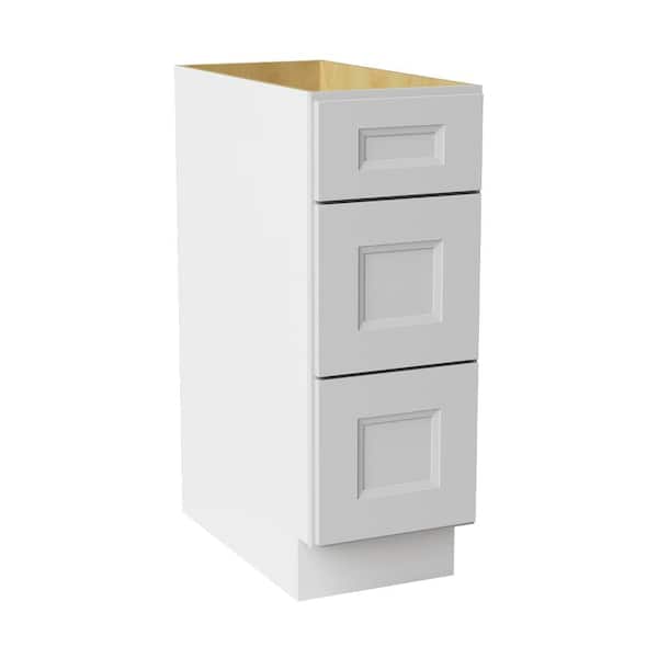 12 in. W x 21 in. D x 34.5 in. H Ready to Assemble Double Shaker Drawer Base Bath Cabinet in Newport White