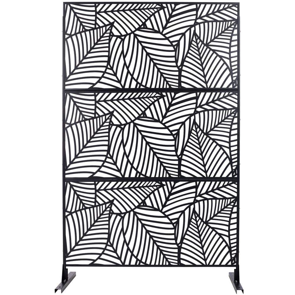Black Metal Freestanding Decorative Privacy Screen Outside Lawn Garden 76 i