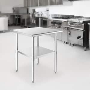 24 x 24 in. Stainless Steel Kitchen Utility Table with Bottom Shelf