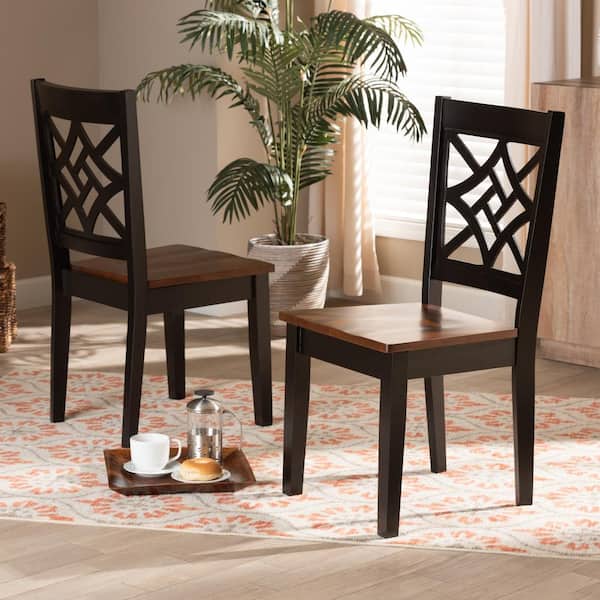 Nicolette Dark Brown and Walnut Brown Dining Chair (Set of 2)