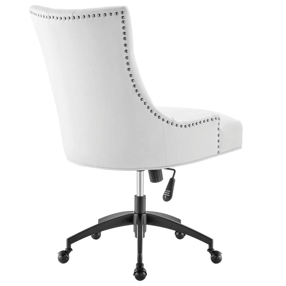 Black and White Tufted Vegan Leather Swivel Office Chair
