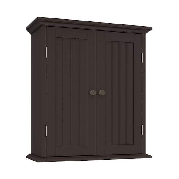 Dracelo 21.1 in. W x 8.8 in. D x 24 in. H Espresso Bathroom Over The Toilet Wall Cabinet