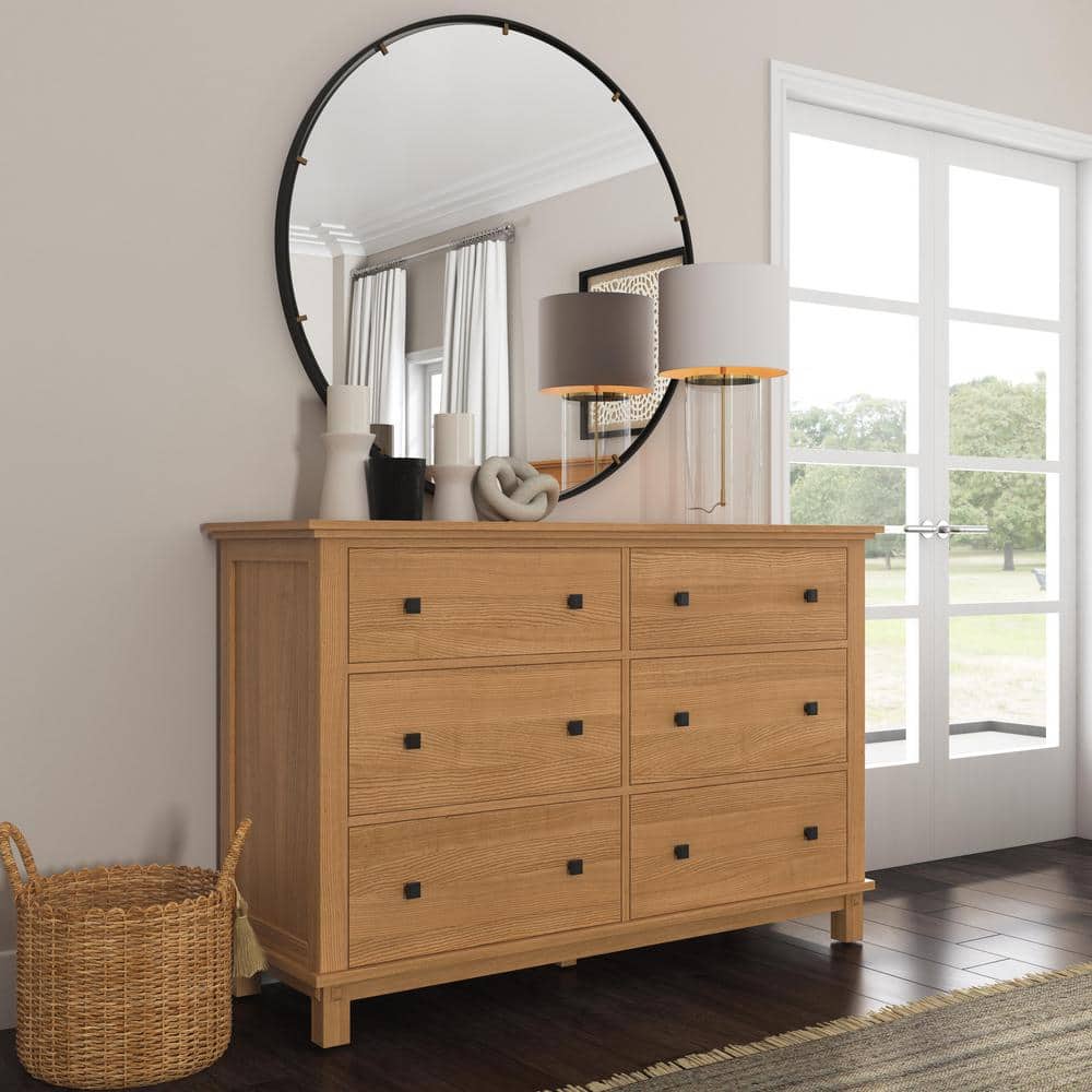 Double Black Oak Dresser with Felt Lined Drawers