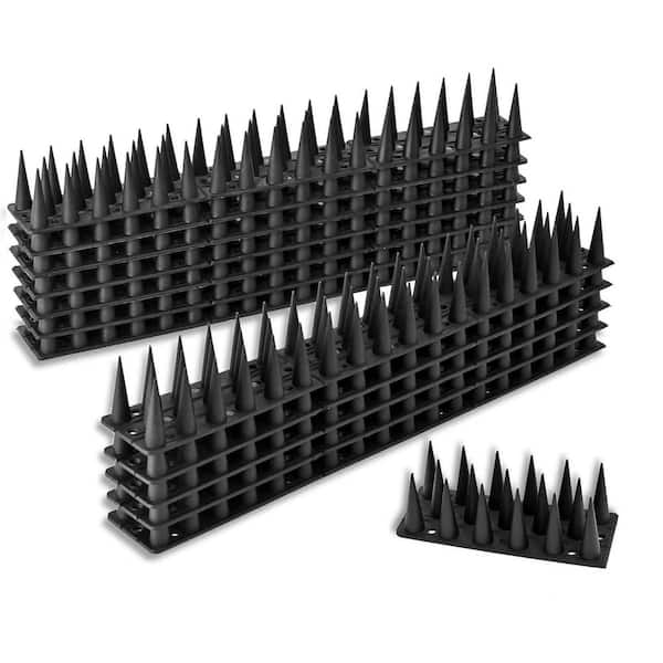 4 in. x 1.57 in. Plastic Bird Spikes for Blocking Little Robin, Pigeon, Squirrel, Raccoon and Cat in Black (12-Pack)