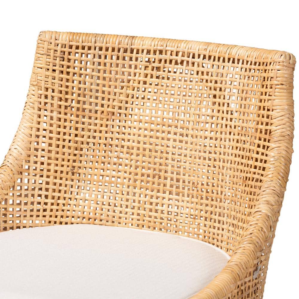 Bella Natural Brown Rattan Swivel Bar Stool with Cushion