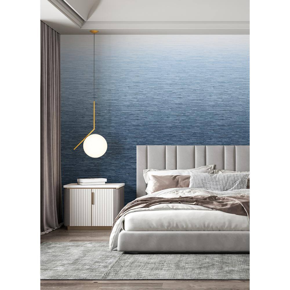 Blue Grasscloth Textured Ombre Wall Mural, 2-Piece Set