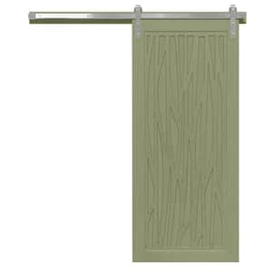 36 in. x 84 in. Howl at the Moon Rain Tree Wood Sliding Barn Door with Hardware Kit in Stainless Steel