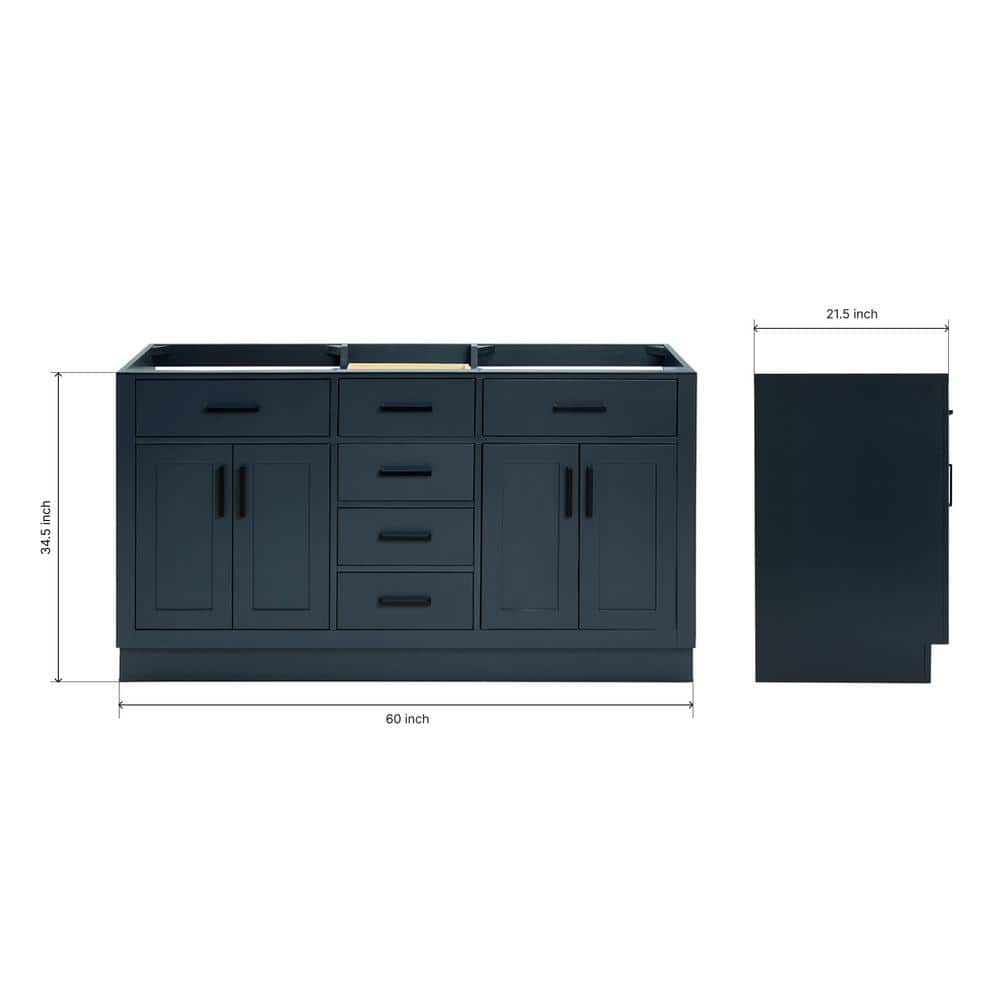 Midnight Blue 60'' Double Freestanding Hardwood Vanity Base