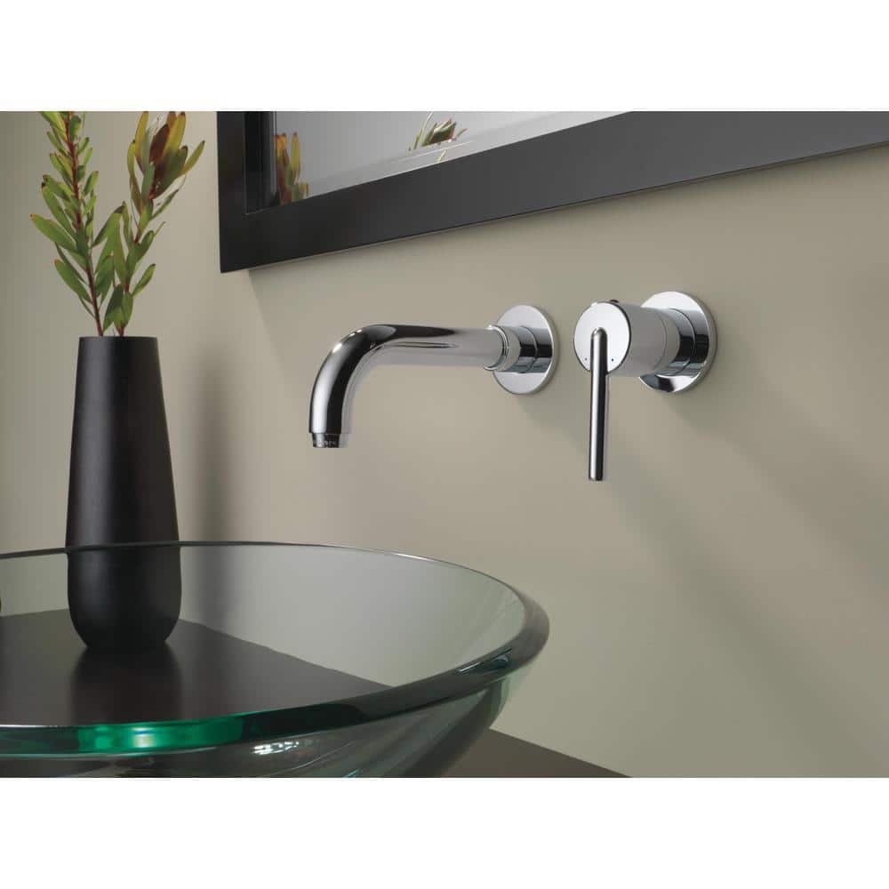 Delta Trinsic 7.5" Chrome Modern Wall-Mounted Bathroom Faucet