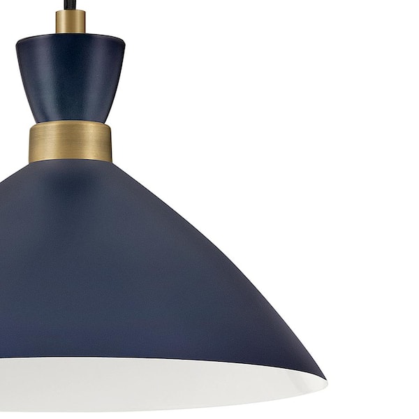 LARK - Simon Matte Navy + Heritage Brass Conical Pendant Light