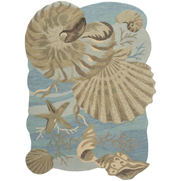 Waterside Blue 5 ft. x 7 ft. Graphic Contemporary Area Rug