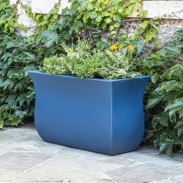 Valencia 36 in. x 16 in. x 22 in. Neptune Blue Long Polyethylene Planter