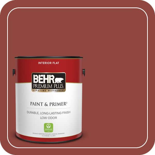 BEHR PREMIUM PLUS 1 gal. #180D-7 Roasted Pepper Flat Low Odor Interior Paint & Primer