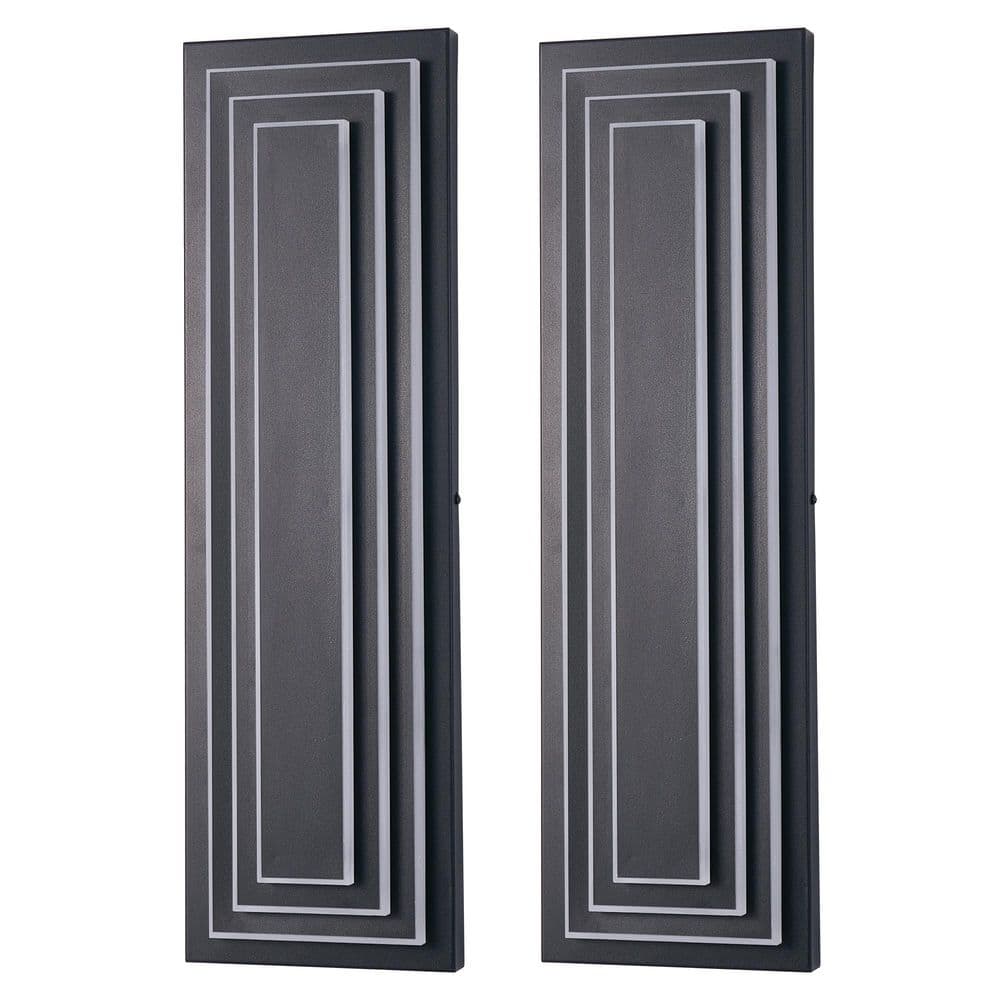 23.6 in. Modern Black LED Outdoor Wall Sconce 2-Pack, 3-Tier Waterproof Exterior Wall Lights for Porch Garage Entry price history on PriceWatchPro