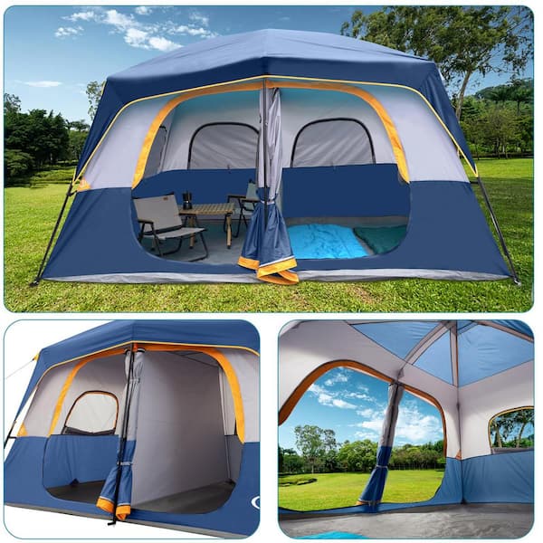 9 ft. x 12 ft. Deep Blue Camping Tent 8 Person with Rainfly Easy