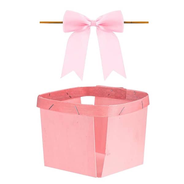 Unbranded Mini Wooden Gift Basket Set with Bags and Bows 1.23 lb. 5.51 x 3.94 x 4.06 Inches for Wedding Baby Shower Party Favor